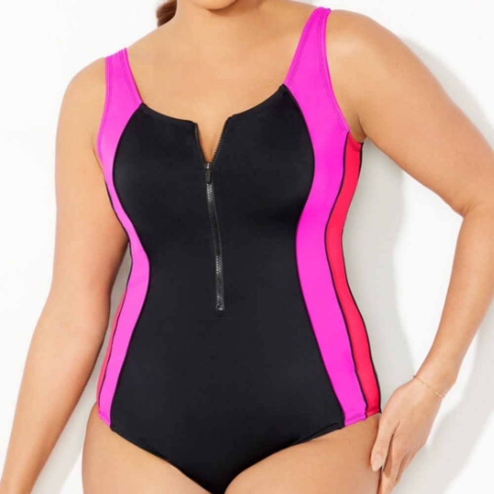 Purple & Navy Blockcolor Swimsuit